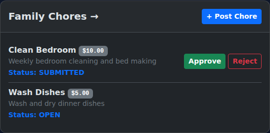 Chore Management Section